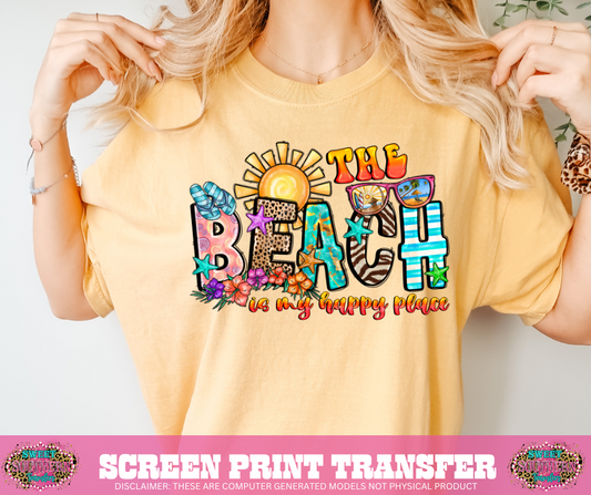 FULL COLOR SCREEN PRINT - THE BEACH IS MY HAPPY PLACE