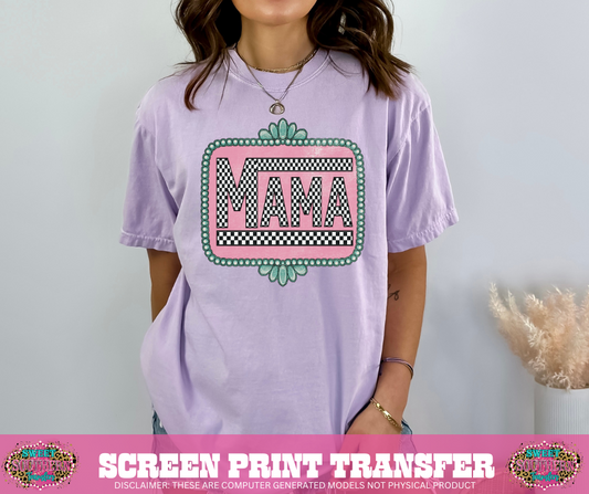 FULL COLOR SCREEN PRINT - MAMA CHECKERED WESTERN