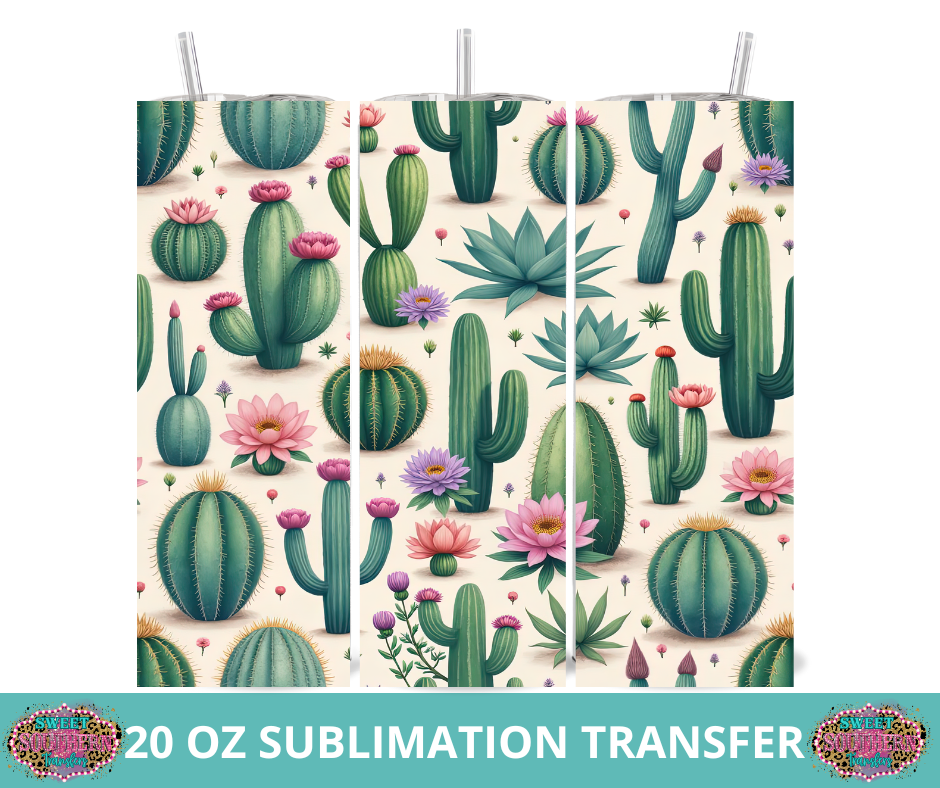 20 OZ SUBLIMATION TUMBLER WRAP - SUCCULENT CACTUS – Sweet Southern ...