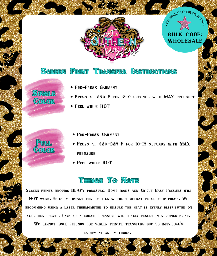 Transfer Instructions – Sweet Southern Transfers LLC