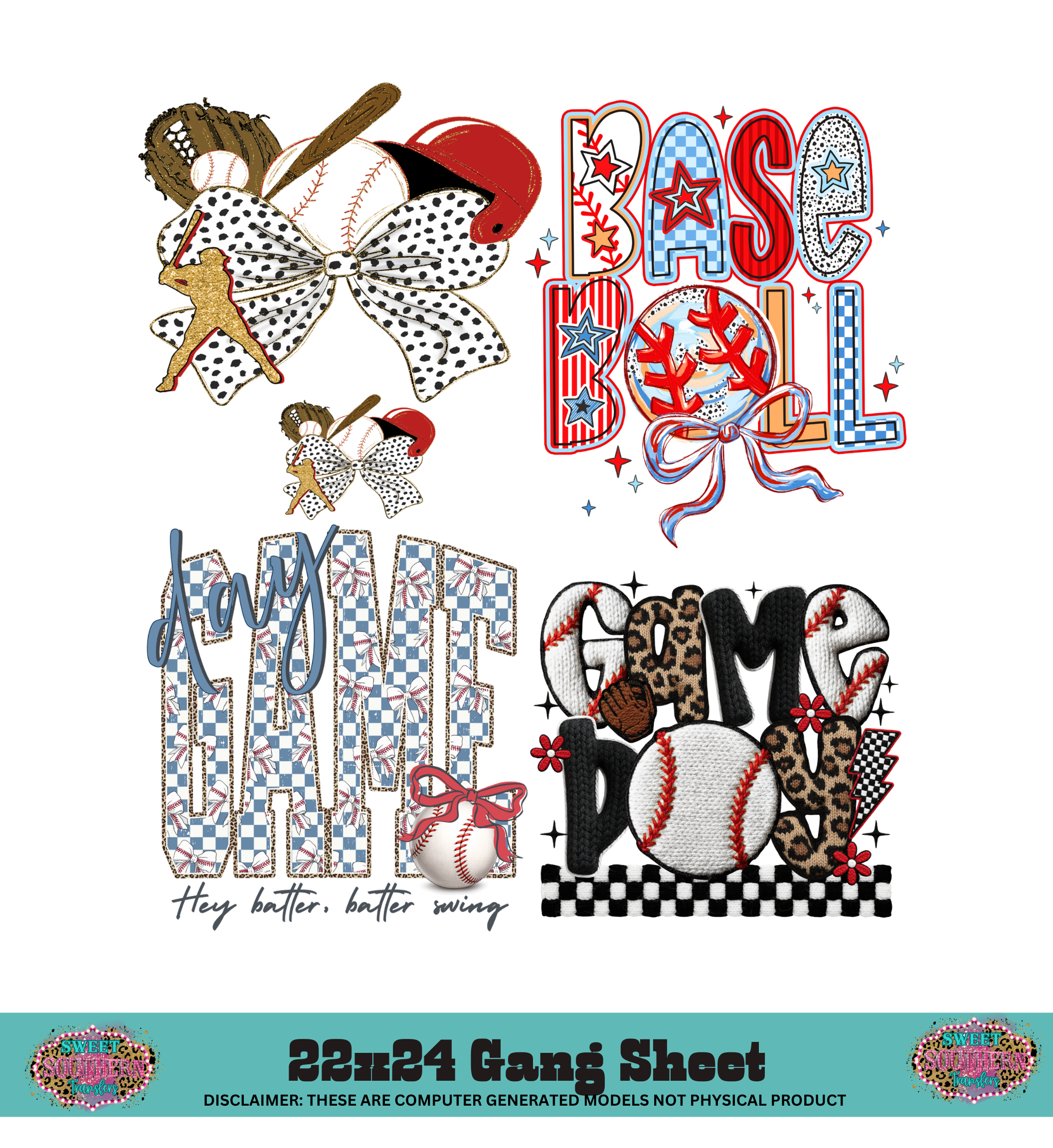 BASEBALLL DESIGNS GANG SHEET