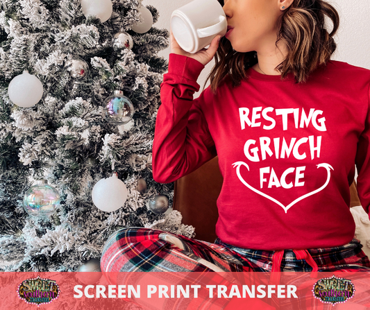 SCREEN PRINT -   (READY TO SHIP) RESTING GRINCH FACE