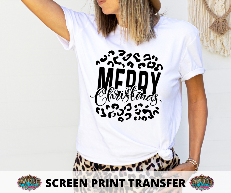 SCREEN PRINT -   (READY TO SHIP) MERRY CHRISTMAS CHEETAH