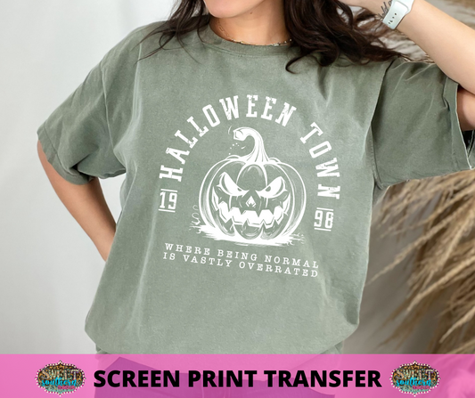 SCREEN PRINT -   (READY TO SHIP) HALLOWEEN T O W N WHERE NORMAL