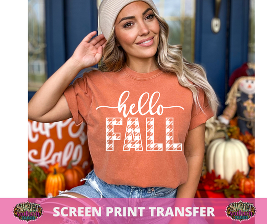 SCREEN PRINT -   (READY TO SHIP) HELLO FALL PLAID