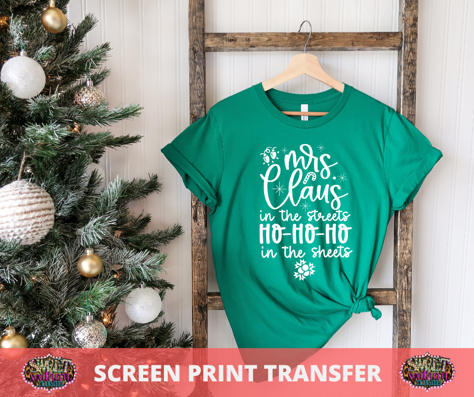 SCREEN PRINT TRANSFER - MRS CLAUS IN THE STREETS
