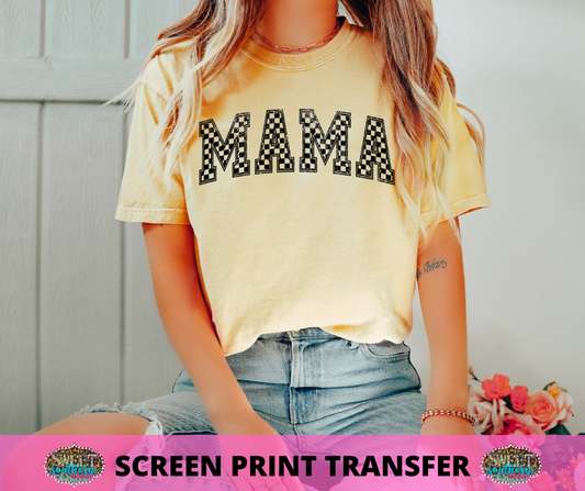 SINGLE COLOR SCREEN PRINT - MAMA VARISTY CHECKERED