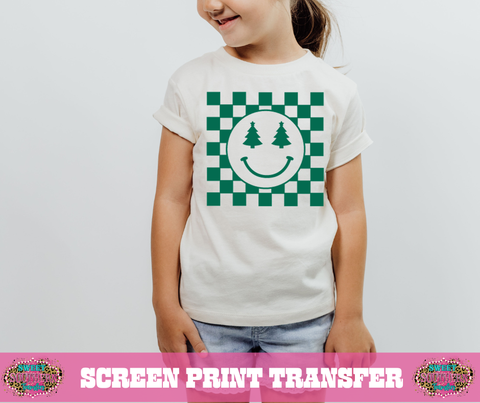 SINGLE COLOR SCREEN PRINT TRANSFER - CHECKERED TREE