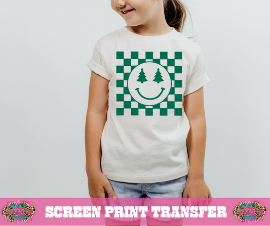 SINGLE COLOR SCREEN PRINT TRANSFER - CHECKERED TREE