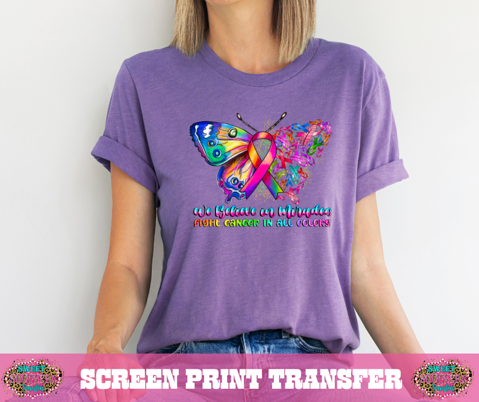 FULL COLOR SCREEN PRINT - (READY TO SHIP) BUTTERFLY CANCER