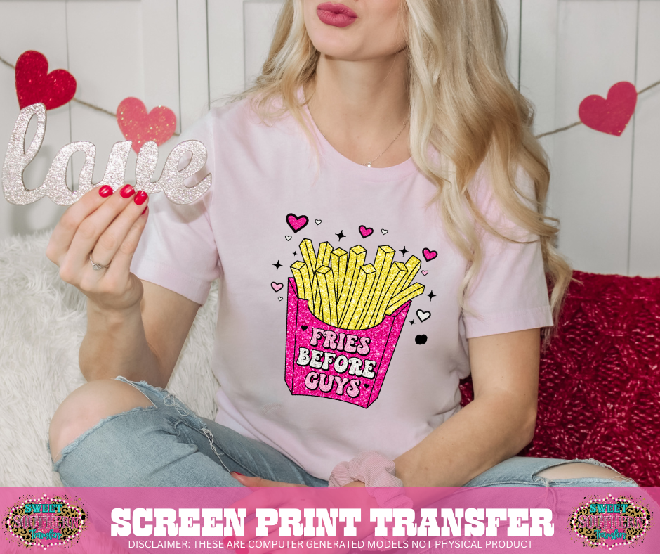 FULL COLOR SCREEN PRINT - FRIES BEFORE GUYS HEARTS