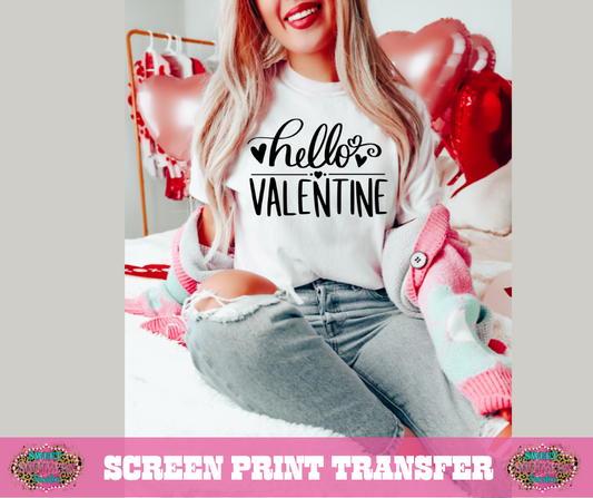 SCREEN PRINT TRANSFER - HELLO VALENTINE HEART