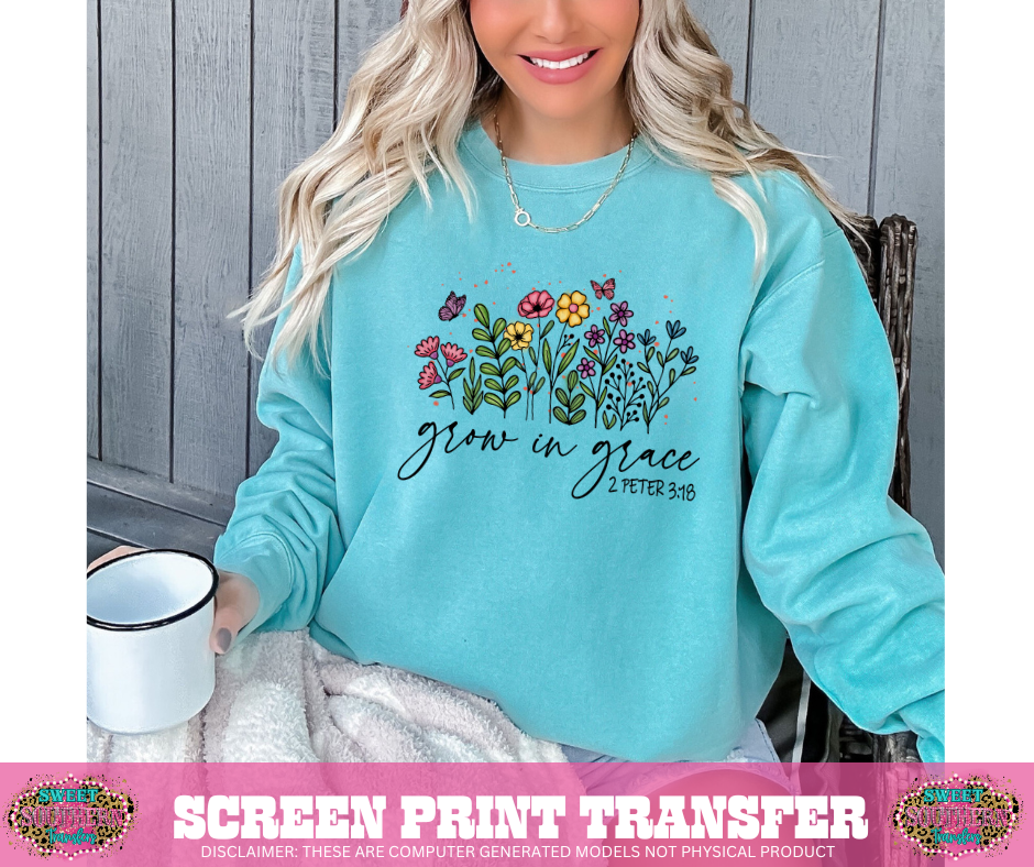 FULL COLOR SCREEN PRINT - GROW IN GRACE FLORAL
