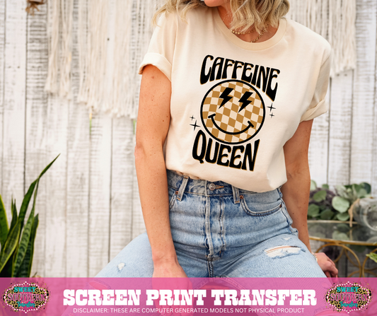 FULL COLOR SCREEN PRINT - CAFFEINE QUEEN SMILEY