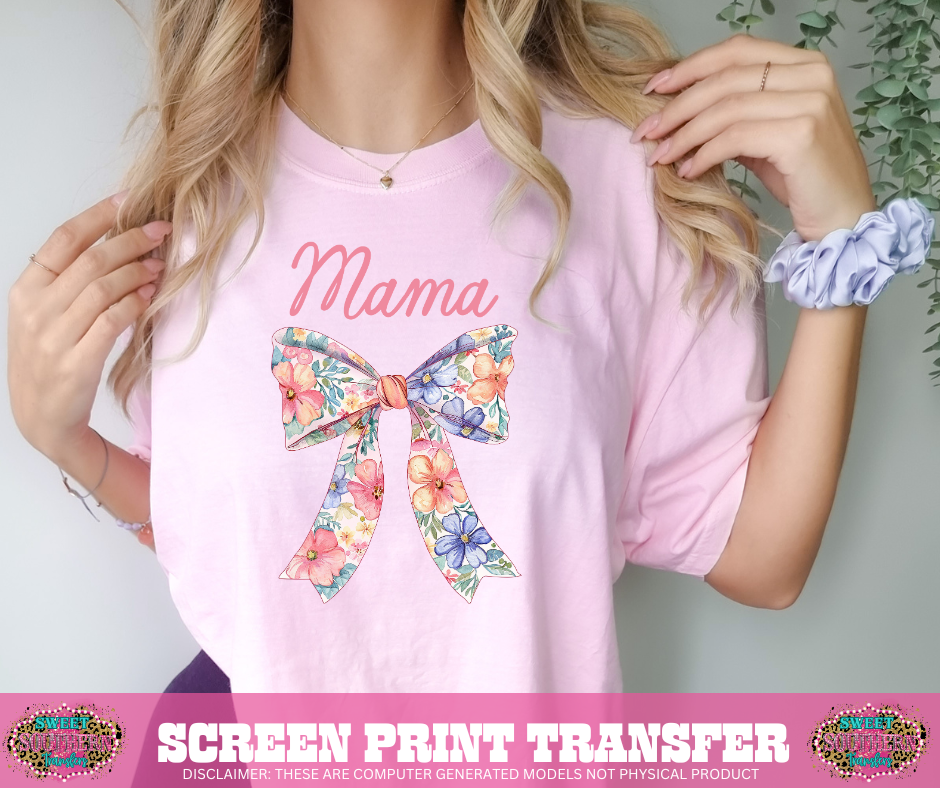FULL COLOR SCREEN PRINT - MAMA FLORAL BOW