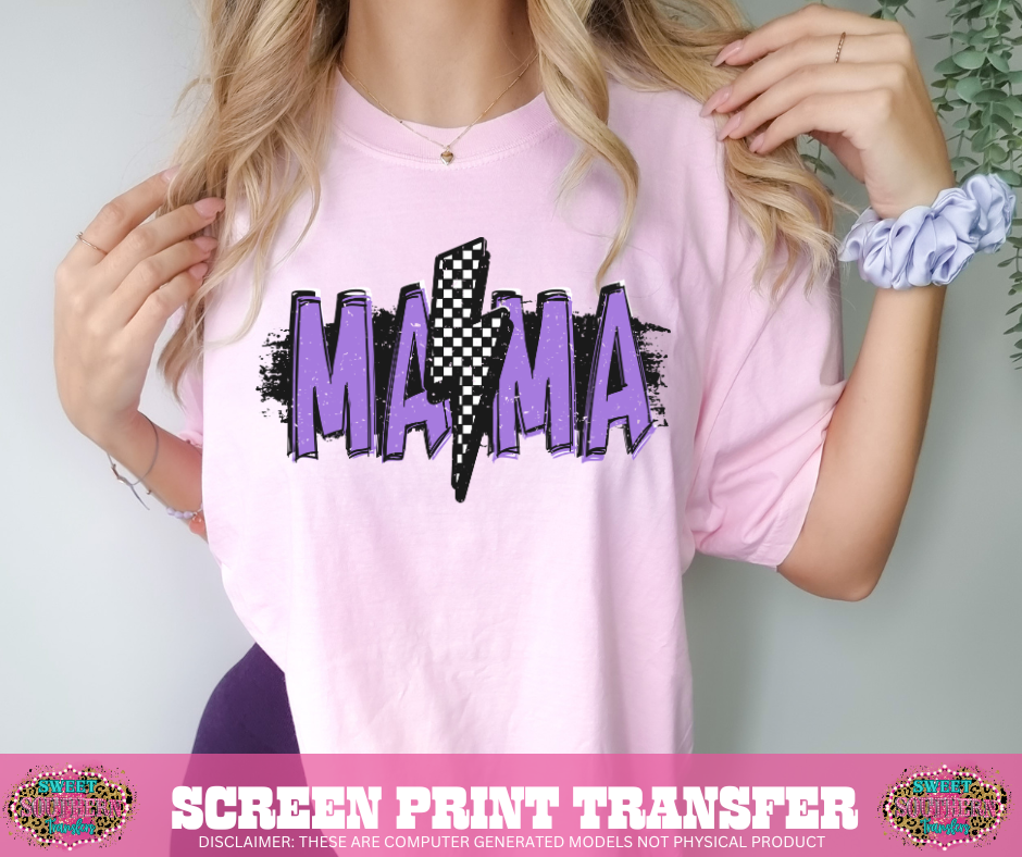 FULL COLOR SCREEN PRINT - MAMA BOLT CHECKERED (PURPLE)