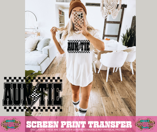 SINGLE COLOR SCREEN PRINT  - AUNTIE CHECKERED