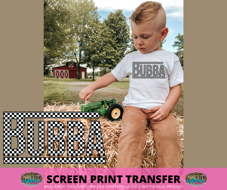 SINGLE COLOR SCREEN PRINT - BUBBA CHECKERED