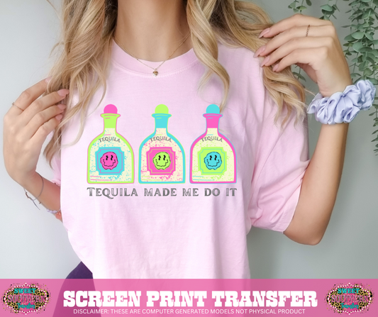 FULL COLOR SCREEN PRINT - TQUILA MADE ME DO IT SMILEY