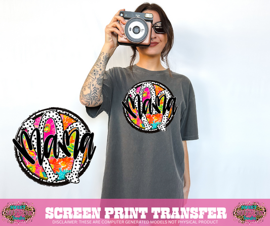 FULL COLOR SCREEN PRINT -  MAMA CIRCLE FLORAL