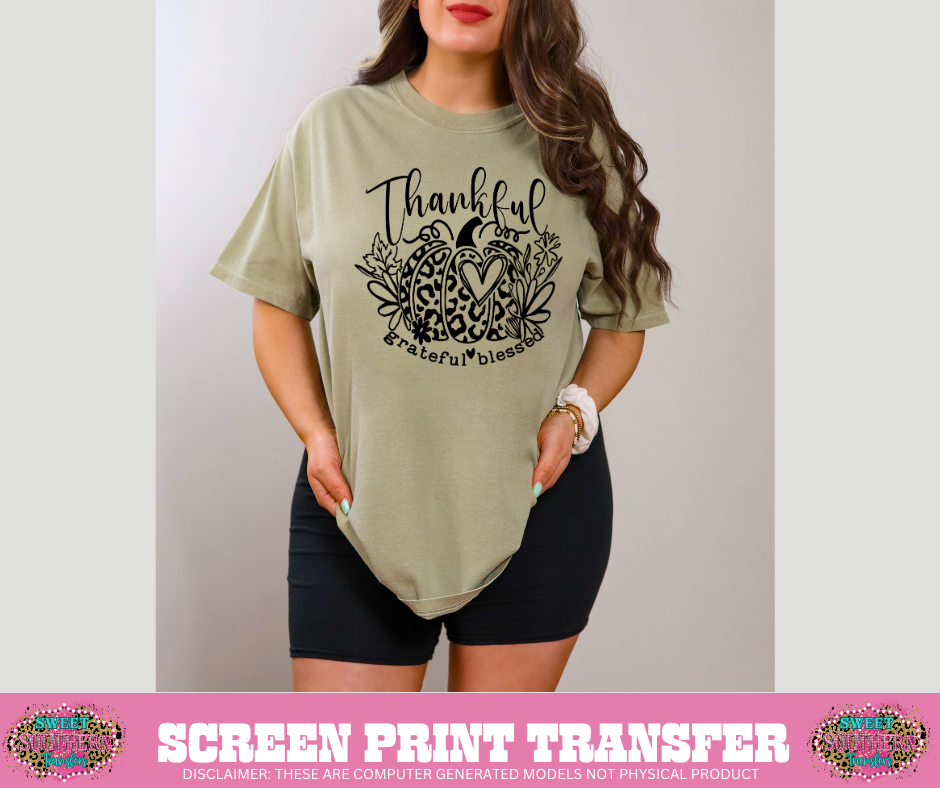 SINGLE COLOR SCREEN PRINT - THANKFUL GRATEFUL BLESSED