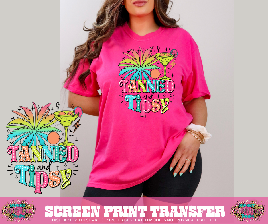 FULL COLOR SCREEN PRINT - TANNED AND TIPSY NEON