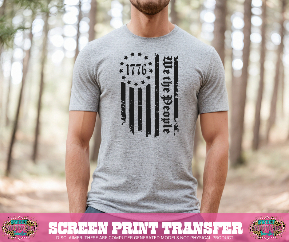 SINGLE COLOR SCREEN PRINT   -   WE THE PEOPLE DISTRESSED FLAG