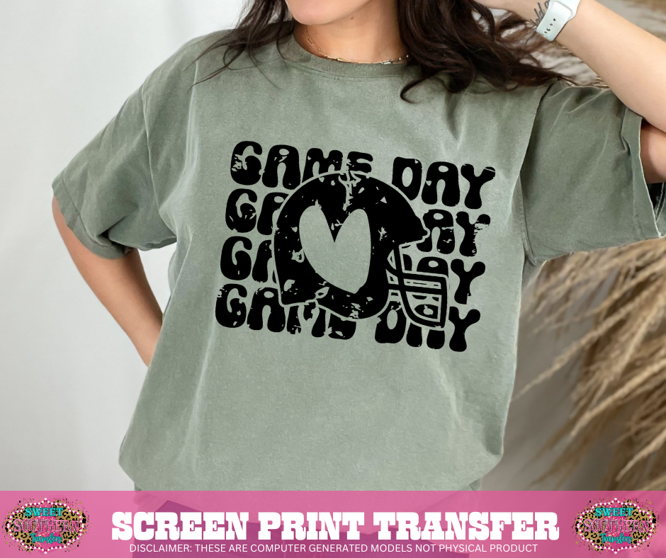 SINGLE COLOR SCREEN PRINT   - GAME DAY DISTRESSED