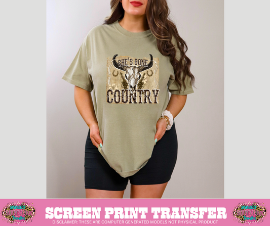 FULL COLOR SCREEN PRINT - SHE'S GONE C O U N T R Y