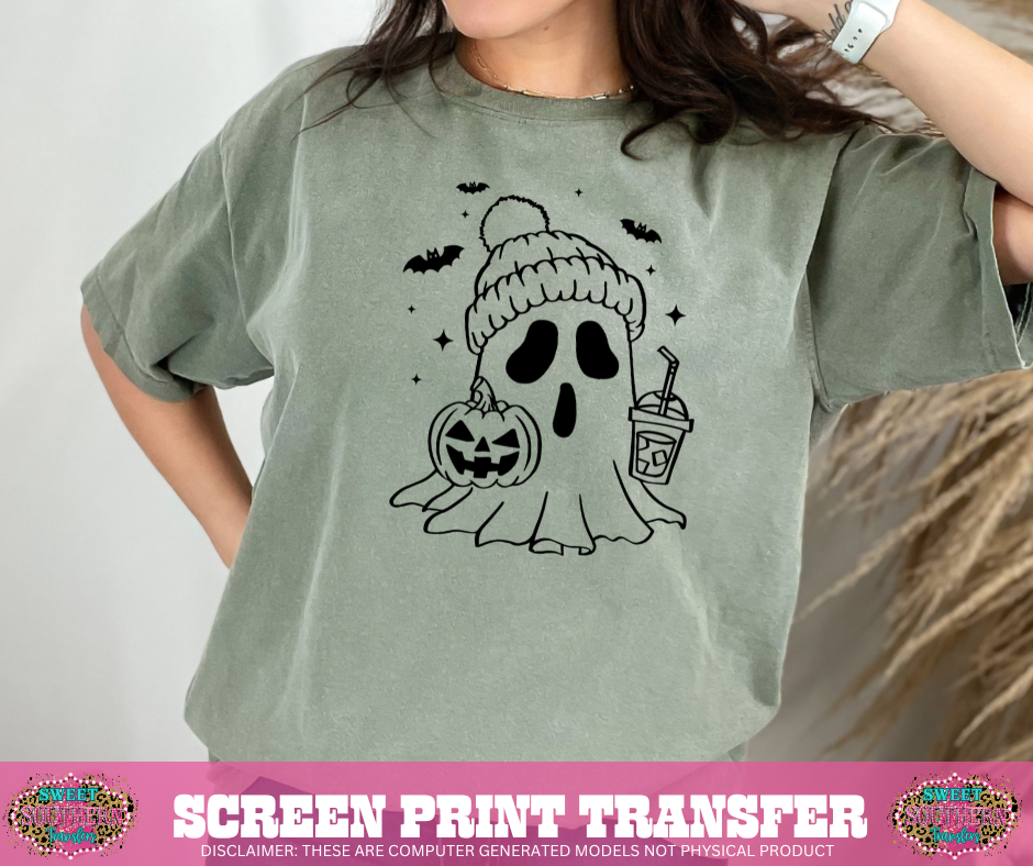 SINGLE COLOR SCREEN PRINT   -  GHOST PUMPKIN