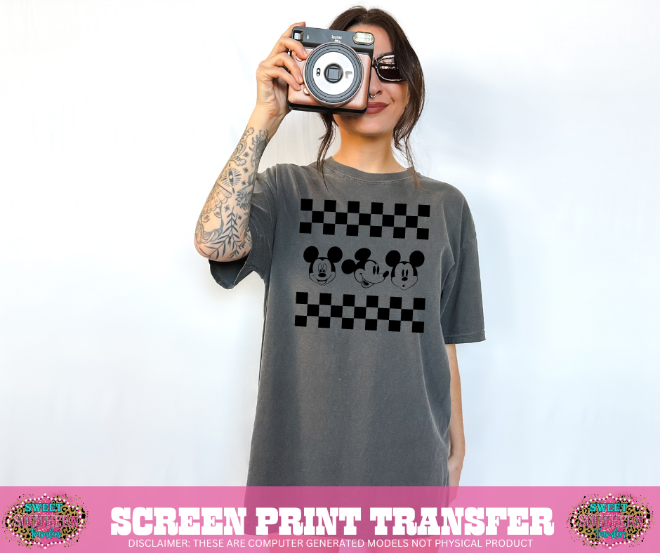 SINGLE COLOR SCREEN PRINT   -  CHECKERED MIK