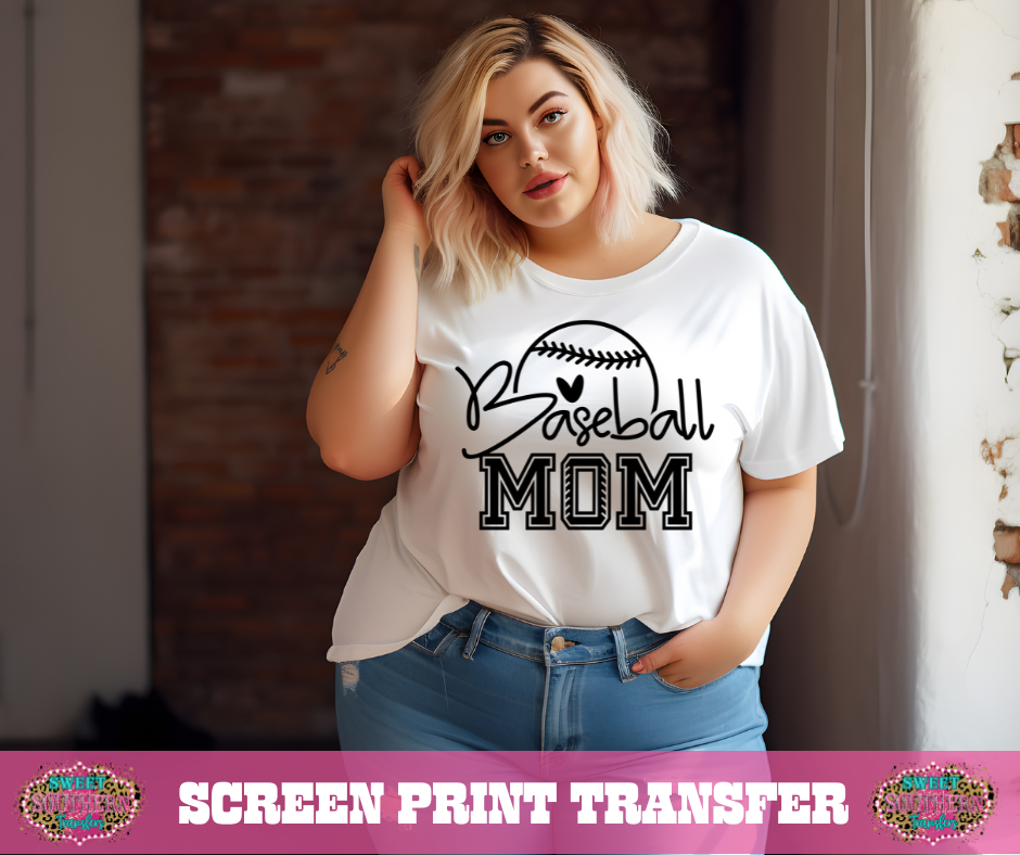 SINGLE COLOR SCREEN PRINT   - BASEBALL MOM