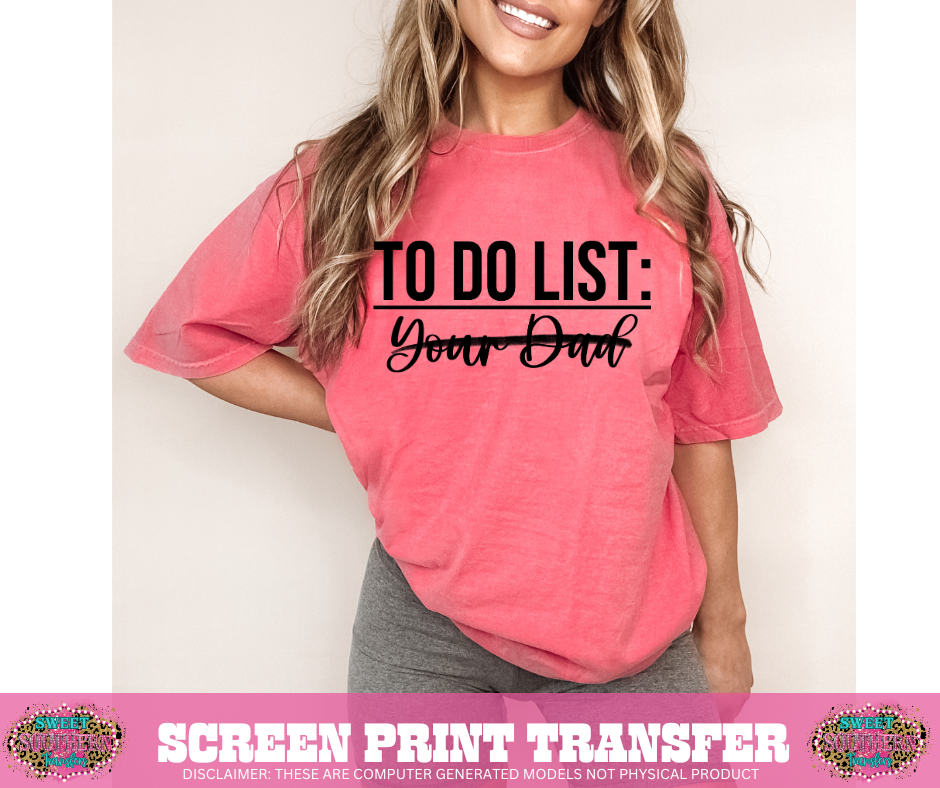 SINGLE COLOR SCREEN PRINT   -  TO DO LIST