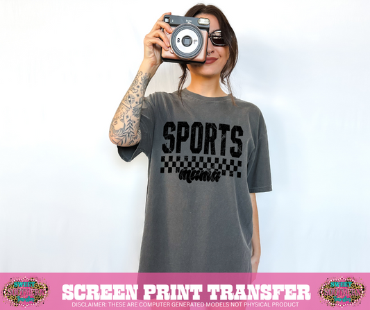 SINGLE COLOR SCREEN PRINT   - SPORTS MOM CHECKERED