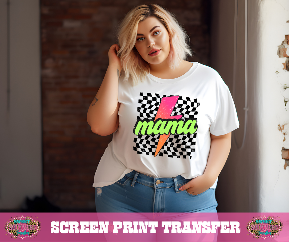 FULL COLOR SCREEN PRINT -  MAMA CHECKERED