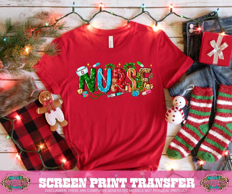 FULL COLOR SCREEN PRINT -  NURSE CHRISTMAS