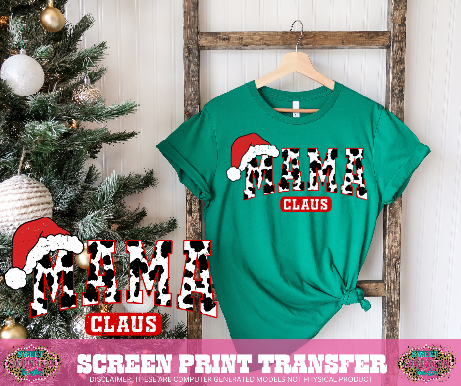 FULL COLOR SCREEN PRINT - MAMA CLAUS COWHIDE