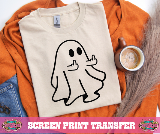 SINGLE COLOR SCREEN PRINT   - GHOST MIDDLE FINGER