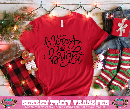 SINGLE COLOR SCREEN PRINT  - MERRY AND BRIGHT