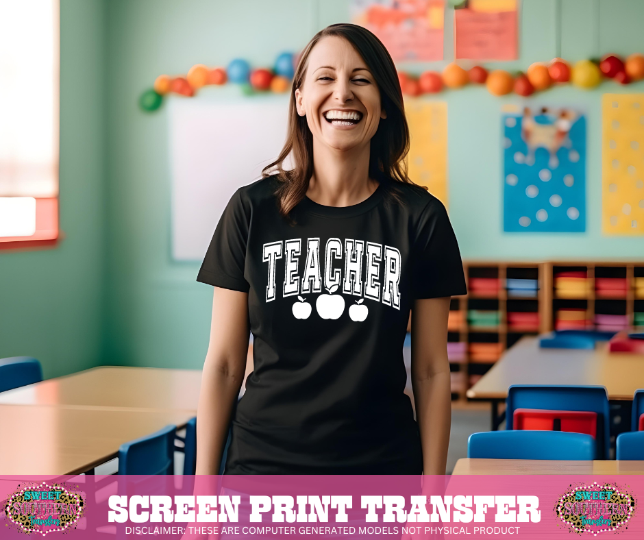 SINGLE COLOR SCREEN PRINT  - TEACHER APPLE