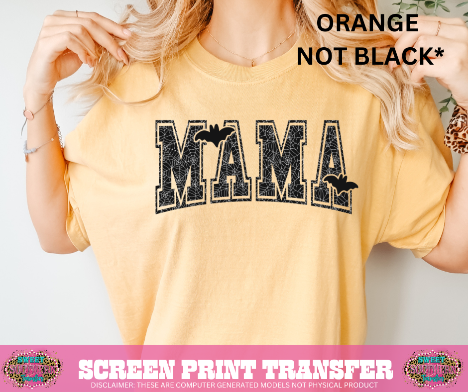 SINGLE COLOR SCREEN PRINT  - MAMA SPIDERWEB BAT (ORANGE NOT BLACK)