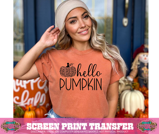 SINGLE COLOR SCREEN PRINT -HELLO PUMPKIN CHEETAH