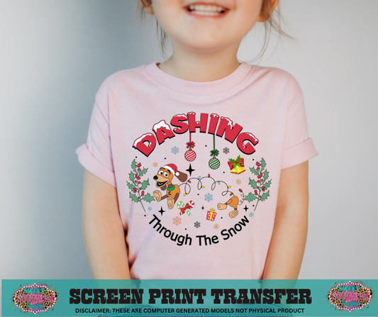 FULL COLOR SCREEN PRINT - DASHING THROUGH THE SNOW