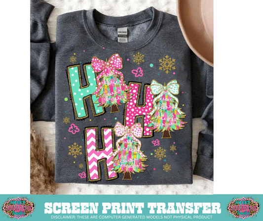 FULL COLOR SCREEN PRINT  - HO HO HO GLITTER