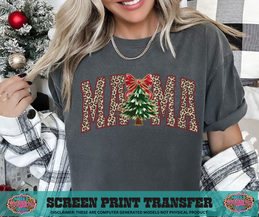 FULL COLOR SCREEN PRINT  - MAMA CHEETAH CHRISTMAS TREE