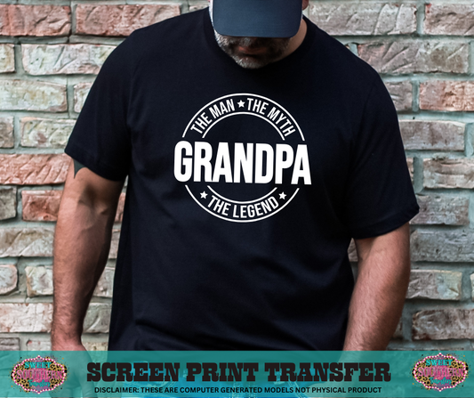 SINGLE COLOR SCREEN PRINT TRANSFER   - GRANDPA CIRCLE (WHITE)