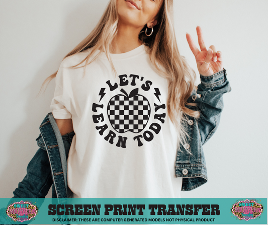 SINGLE COLOR SCREEN PRINT TRANSFER   - LET'S LEARN TODAY APPLE CHECKERED