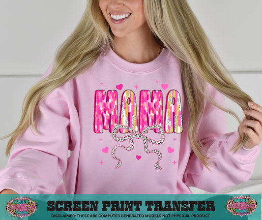 FULL COLOR SCREEN PRINT  - MAMA VALENTINE BOW