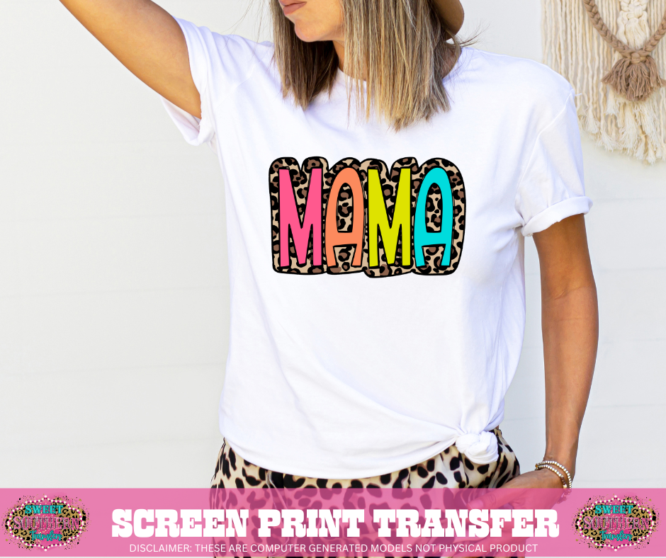 FULL COLOR SCREEN PRINT  - MAMA CHEETAH NEON