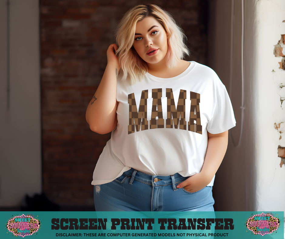 FULL COLOR SCREEN PRINT  - MAMA CHECKERED VARISTY